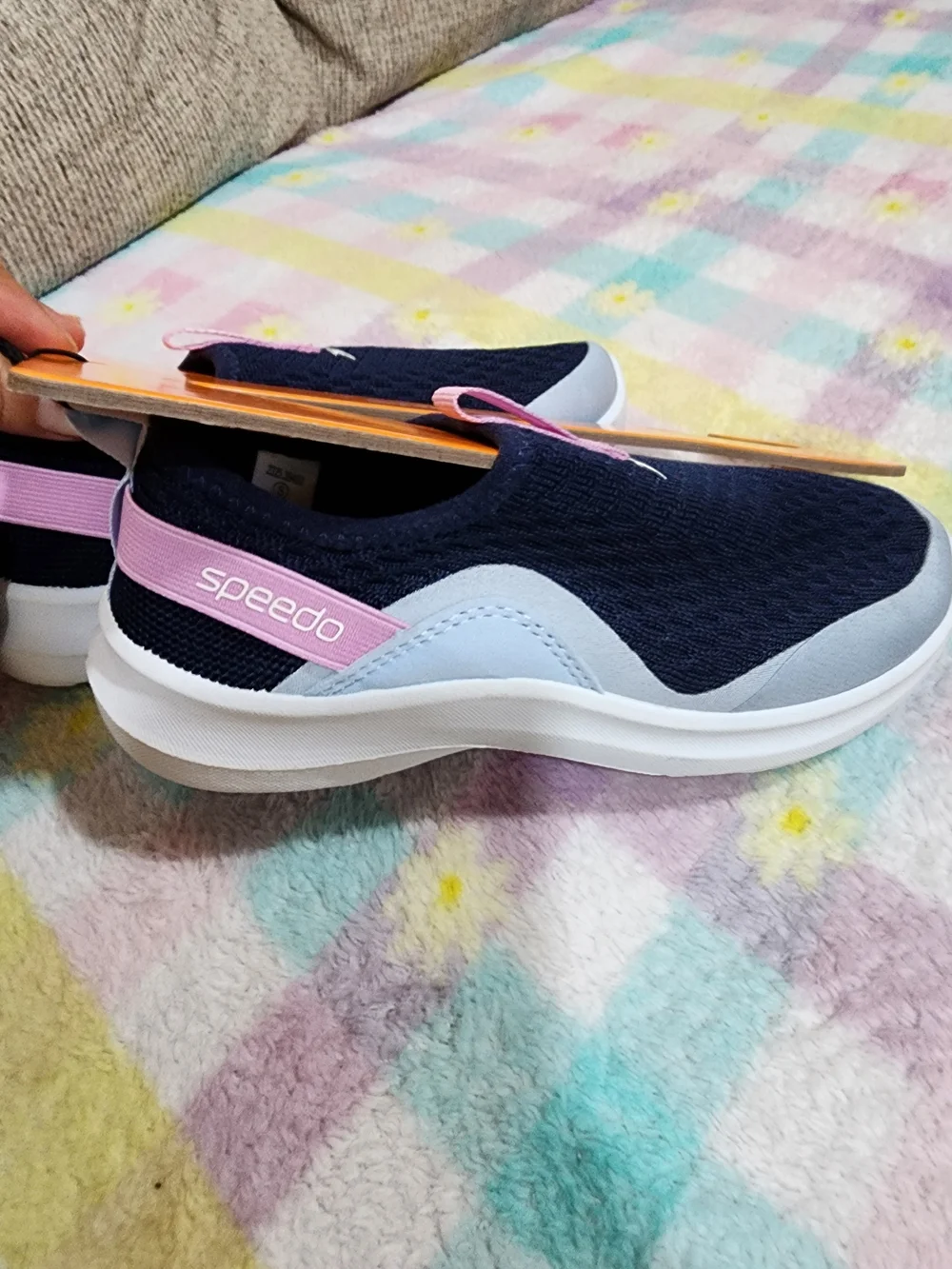 Speedo Junior Kids Slip-On Water Shoes - Navy Pink M(2-3) NEW
